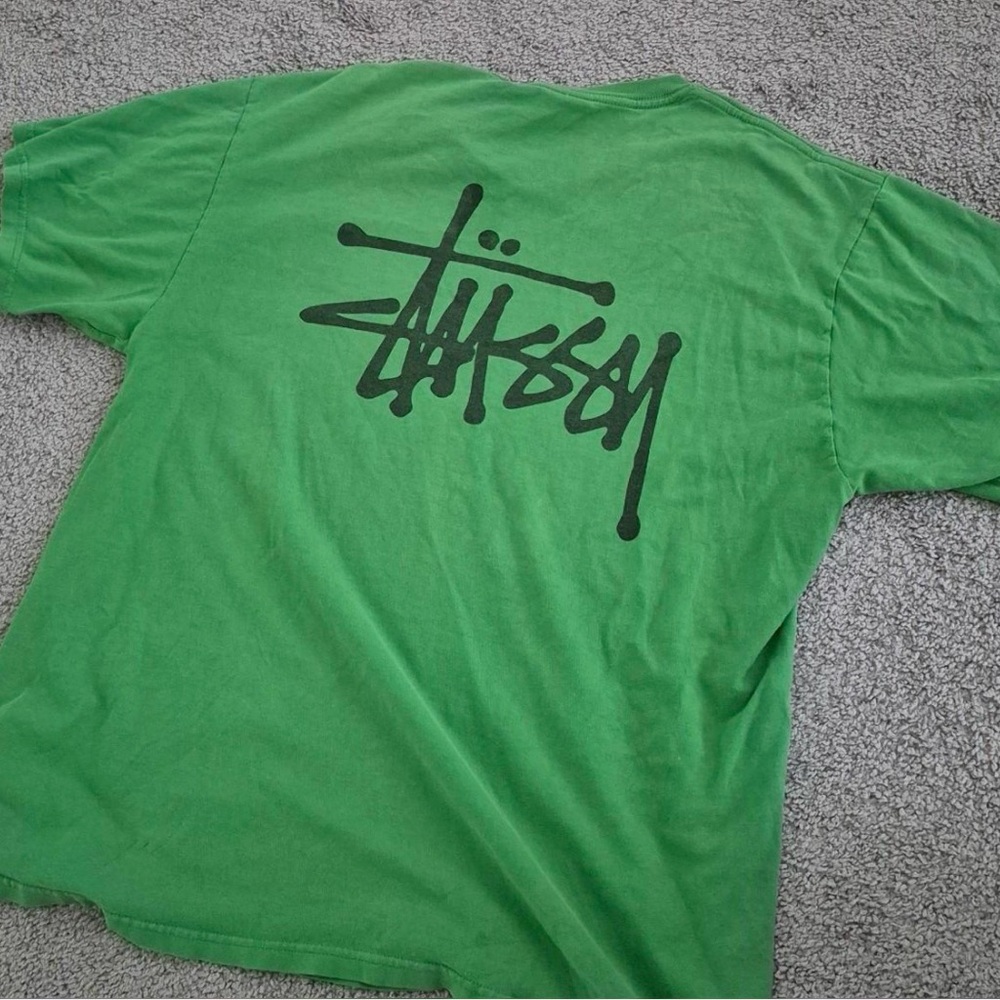 Stussy Green T-Shirt with Black Logo